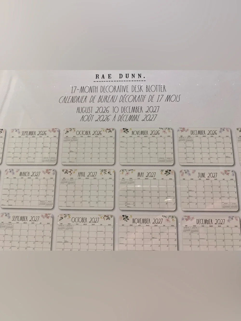 Rae Dunn ❤️2027 17-Month Desk Blotter Calendar/Planner “Flower”  New